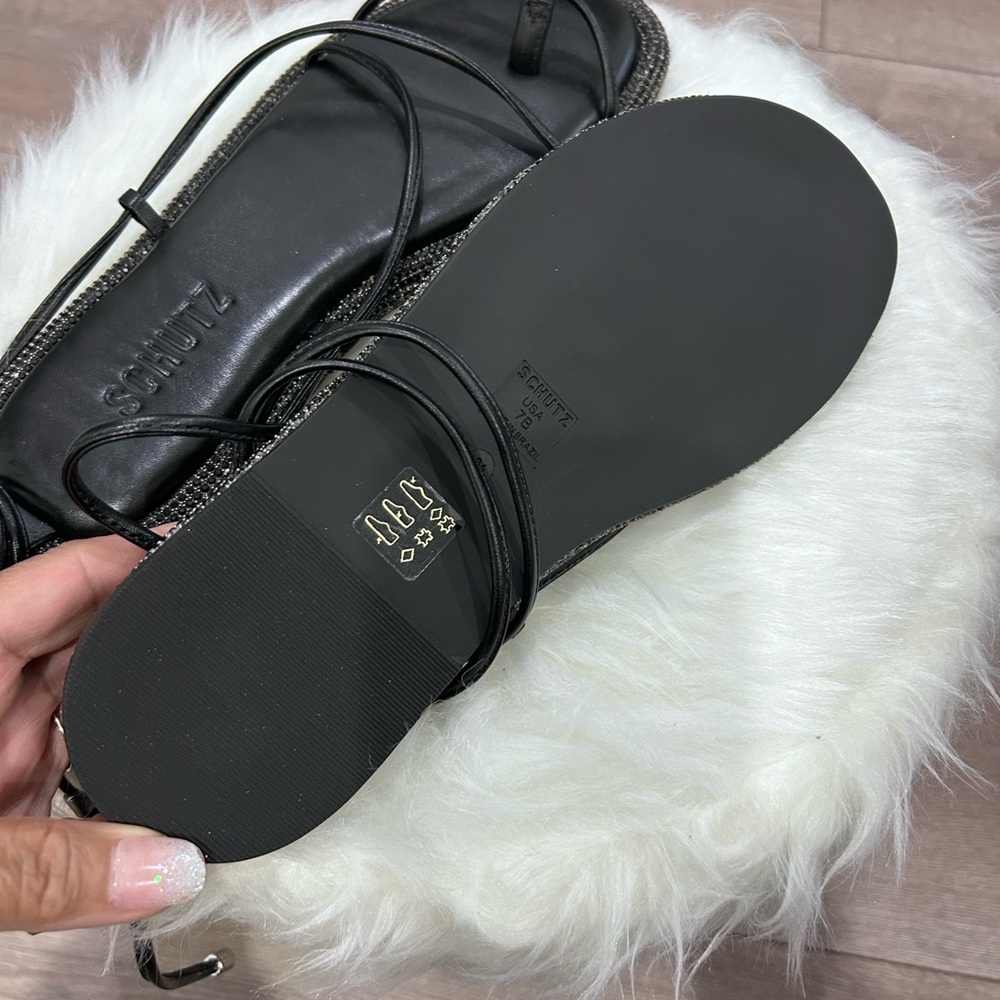 ⬇️ PRICE ⬇️ SCHUTZ • Kittie Crystal-Embellished Wraparound Ankle Sandals • 7B - Picture 3 of 7